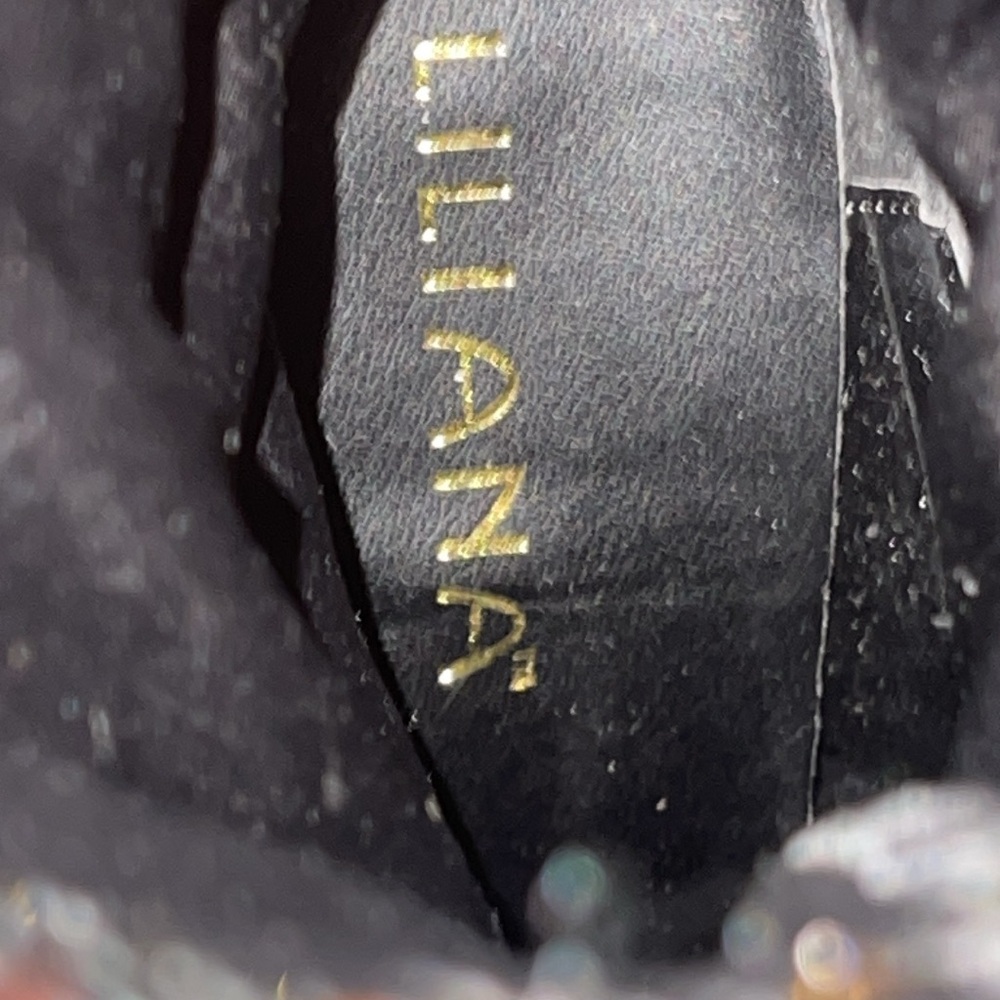 LILIANA SLOUCH SEQUIN POINTY BOOT SIZE 7 1/2 Black Gold. 4.5 inch heel Stilettos - Picture 11 of 17